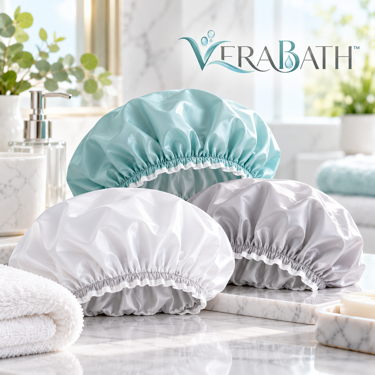 verabath™ Shower Cap Set with Hair Protection & Comfortable Shower Use