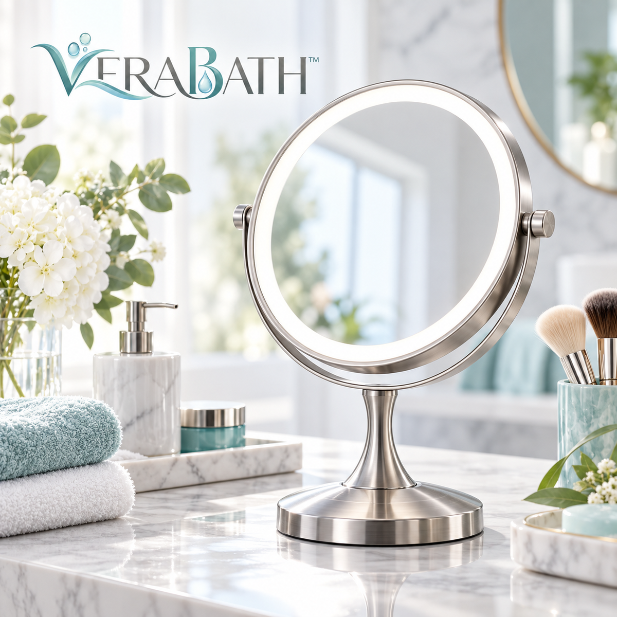 verabath™ Cosmetic Mirror with Elegant Beauty Care & Modern Vanity Style