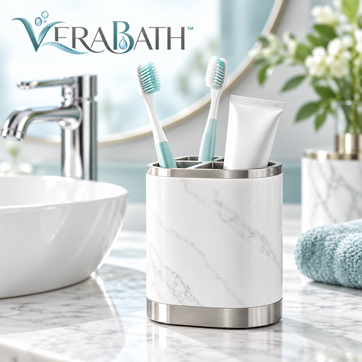 verabath™ Toothbrush Holder with Minimalist Storage & Bathroom Organization