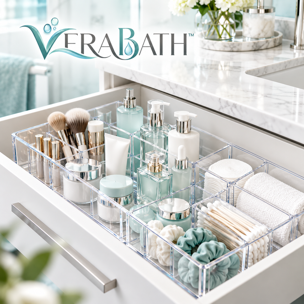 verabath™ Bathroom Drawer Organizer with Flexible Storage & Personal Care Organization