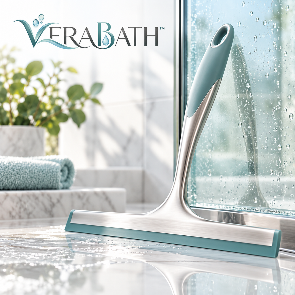 verabath™ Shower Squeegee with Water Removal & Bathroom Cleaning Solution