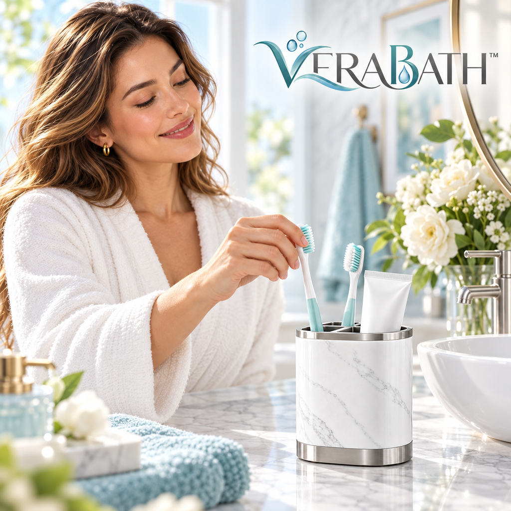 verabath™ Toothbrush Holder with Minimalist Storage & Bathroom Organization