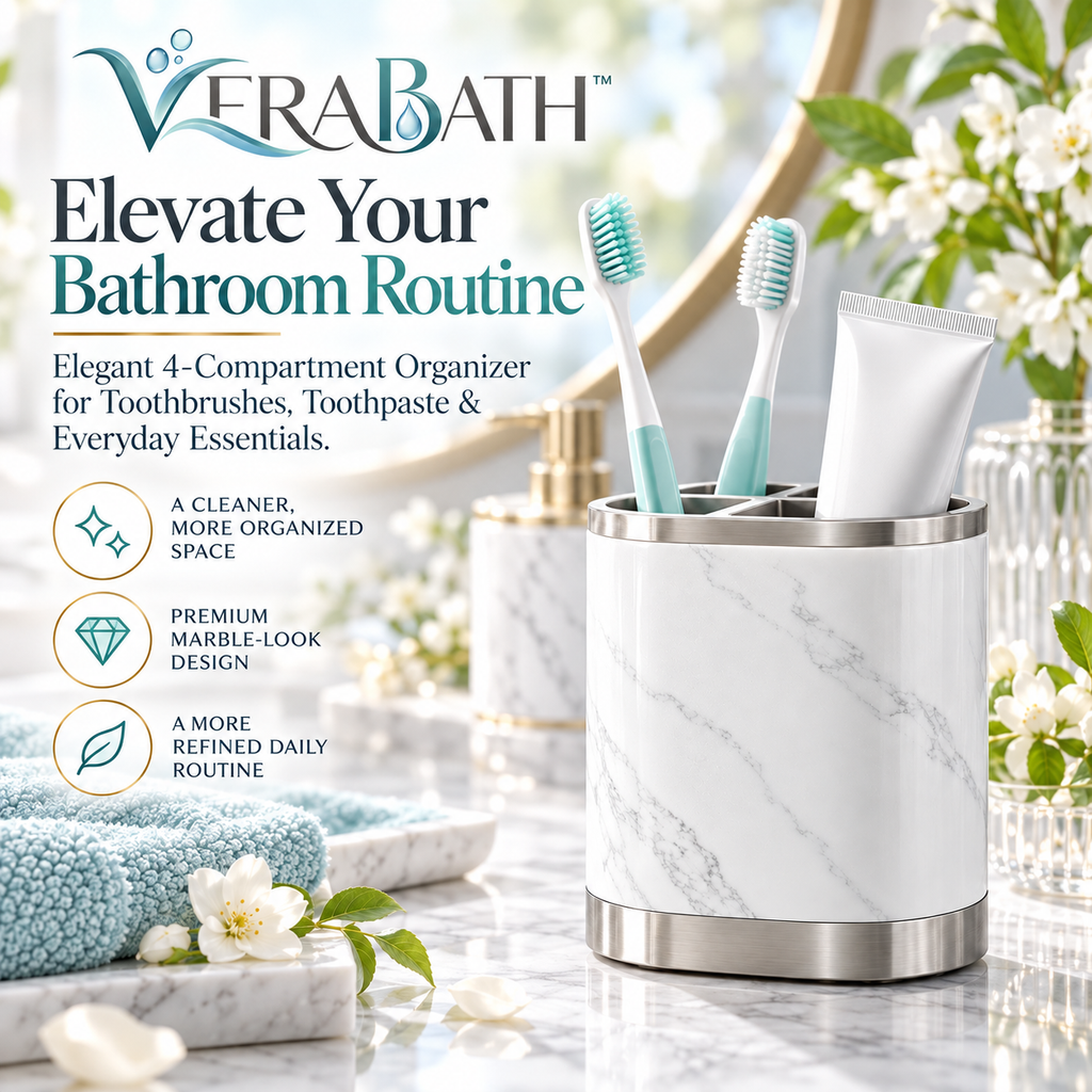 verabath™ Toothbrush Holder with Minimalist Storage & Bathroom Organization