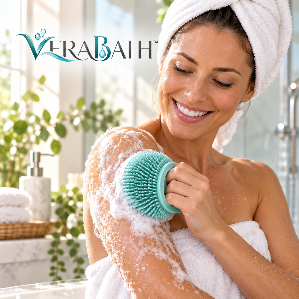 verabath™ Silicone Body Scrubber with Gentle Cleansing & Shower Care Experience