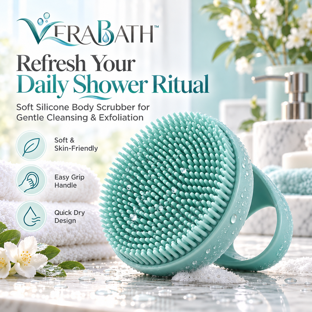 verabath™ Silicone Body Scrubber with Gentle Cleansing & Shower Care Experience
