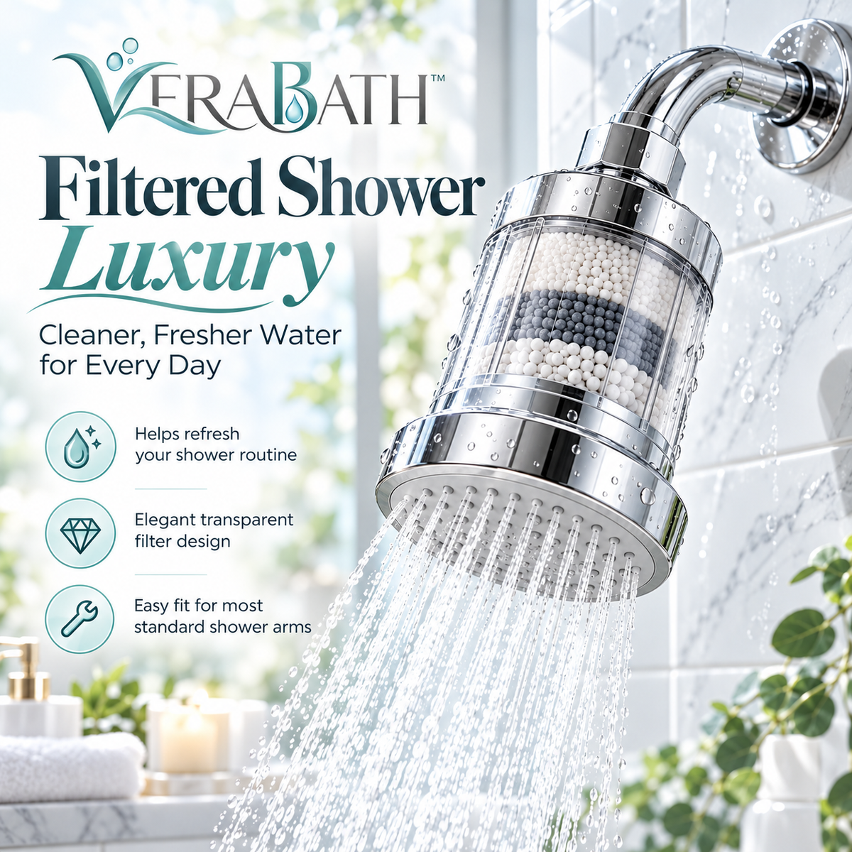 verabath™ Shower Head Filter with Modern Filtration & Enhanced Shower Experience