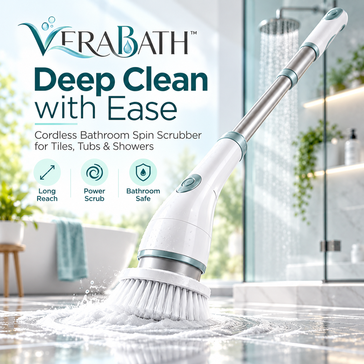 verabath™ Electric Spin Scrubber with Powerful Cleaning & Bathroom Care Solution
