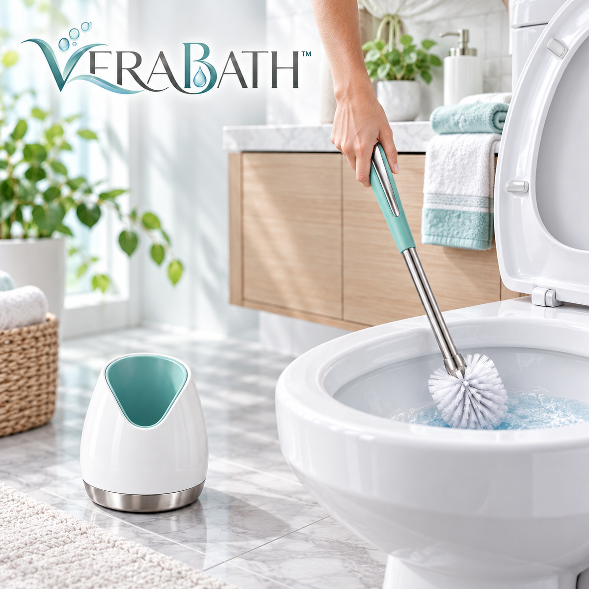 verabath™ Toilet Cleaning Brush with Modern Cleaning Performance & Storage Design