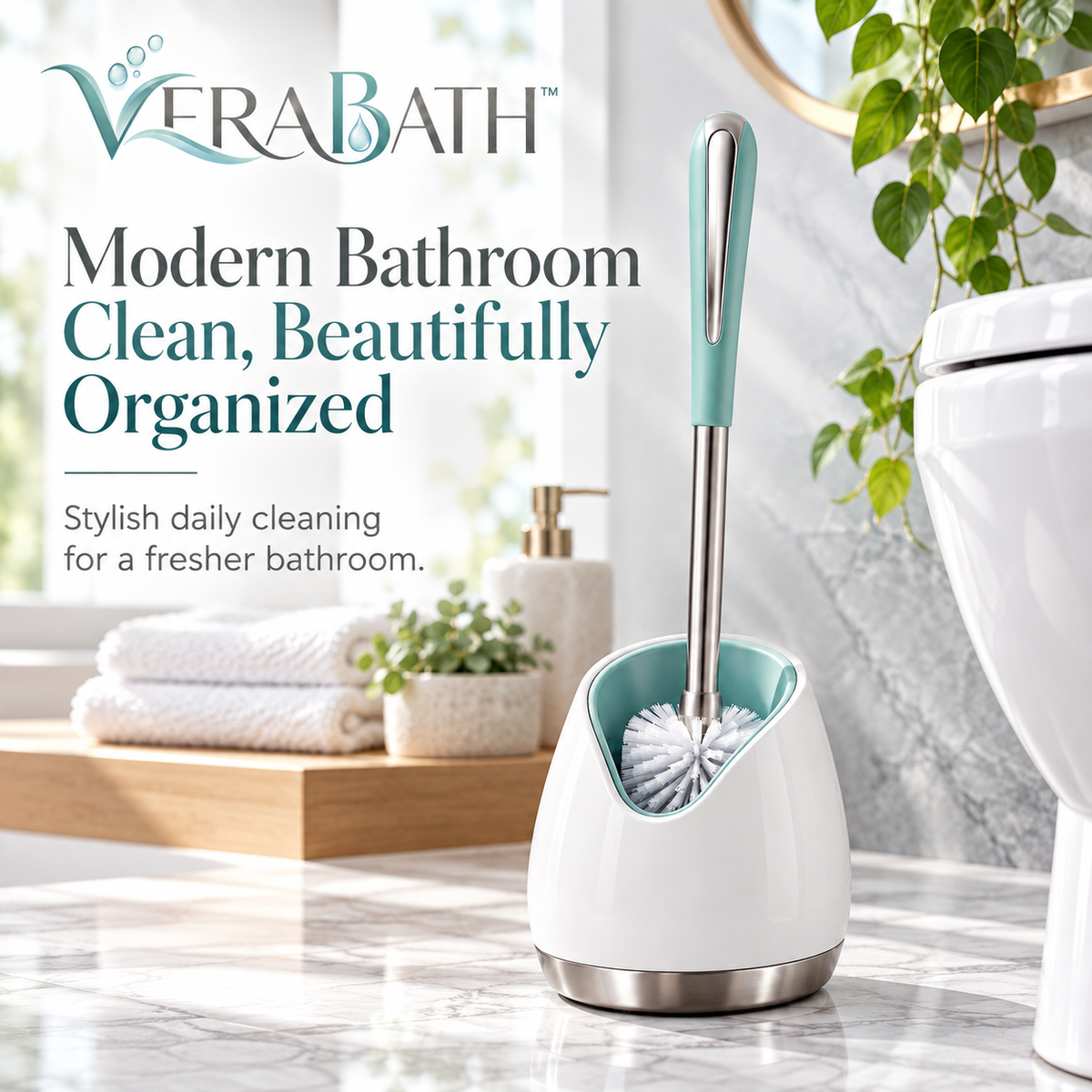 verabath™ Toilet Cleaning Brush with Modern Cleaning Performance & Storage Design
