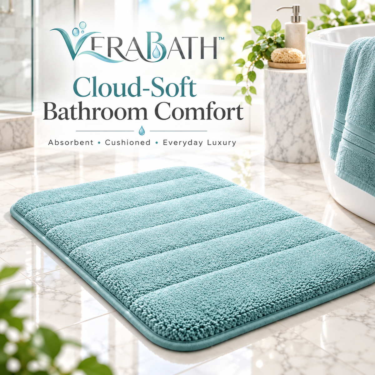 verabath™ Memory Foam Bath Mat with Soft Comfort & Water Absorption