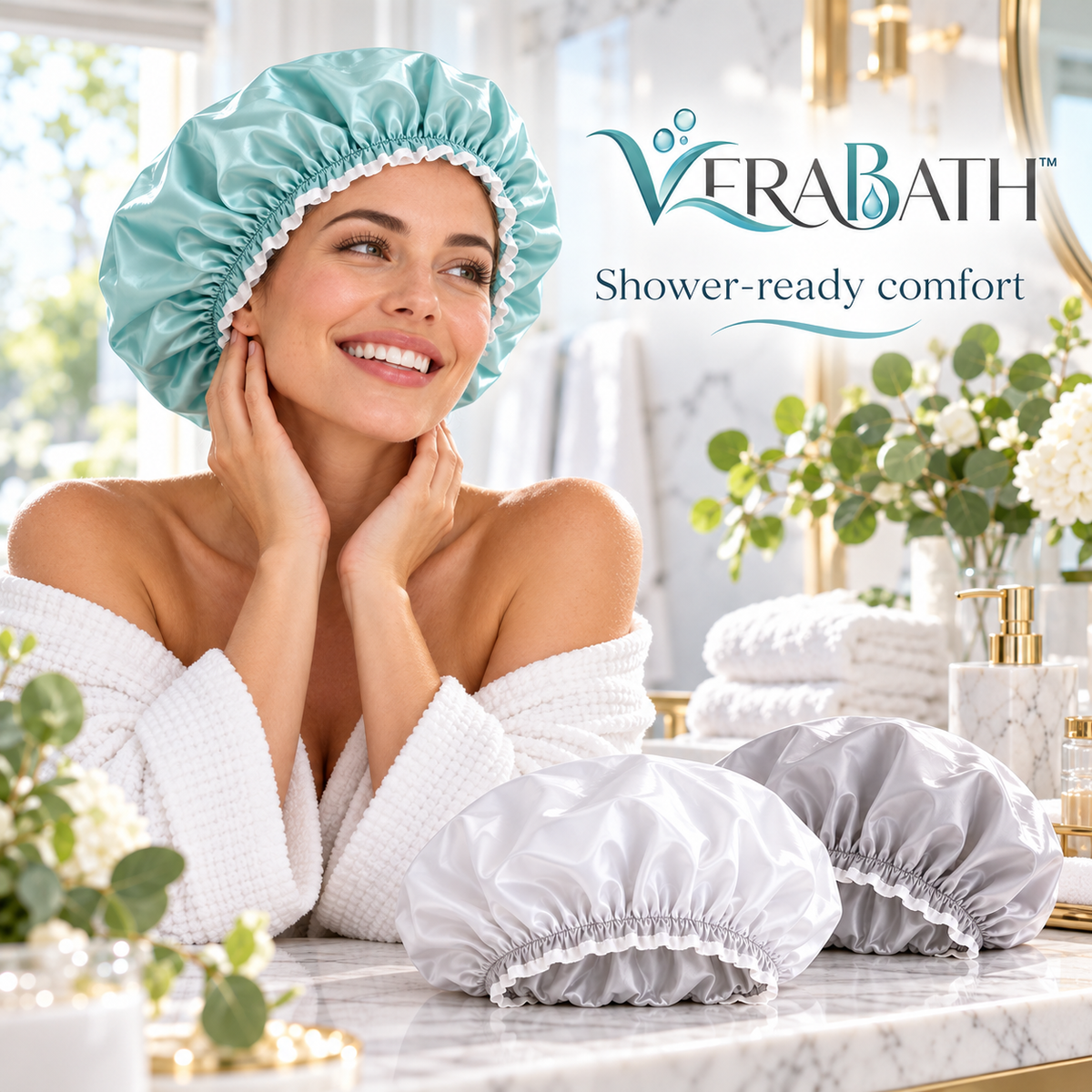 verabath™ Shower Cap Set with Hair Protection & Comfortable Shower Use