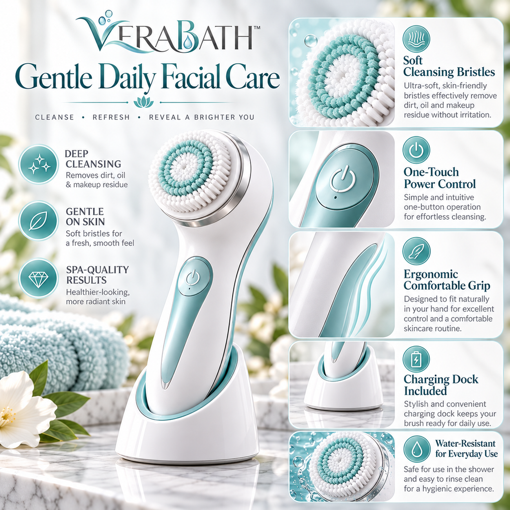 verabath™ Facial Cleansing Brush with Gentle Skincare & Daily Beauty Care