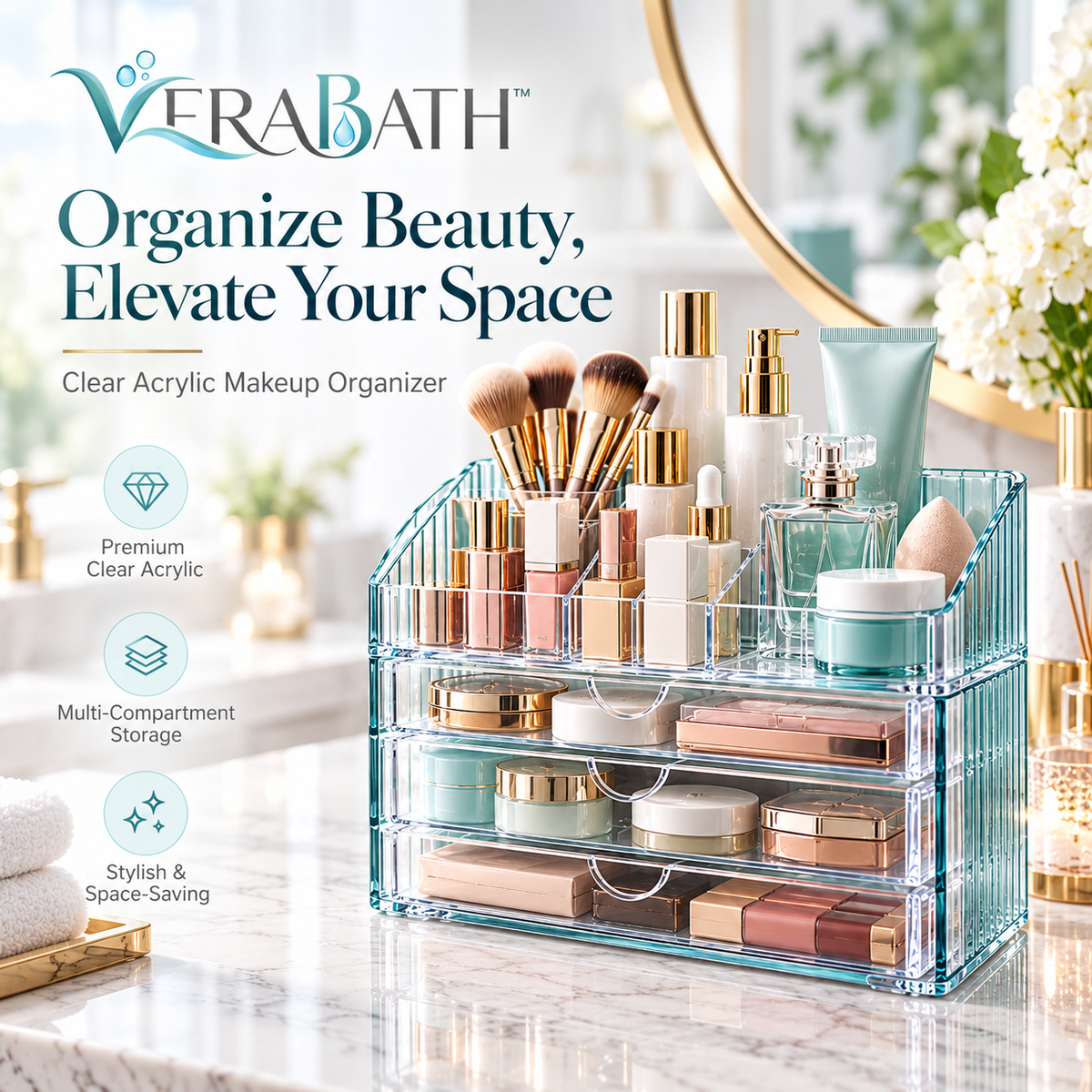 verabath™ Makeup Organizer with Beauty Storage & Vanity Organization Solution